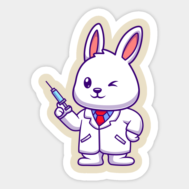 Cute Rabbit Doctor Holding Injection Cartoon Sticker by Catalyst Labs